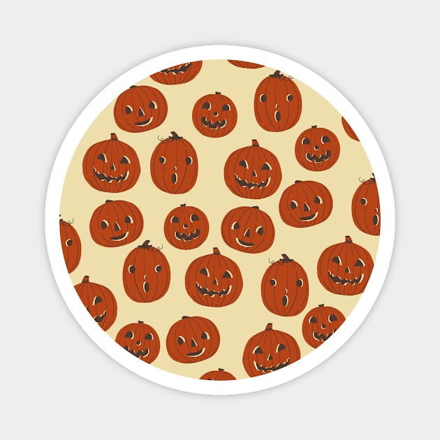 Halloween Pumpkin Pattern Vintage Inspired Magnet by ScaredyKai